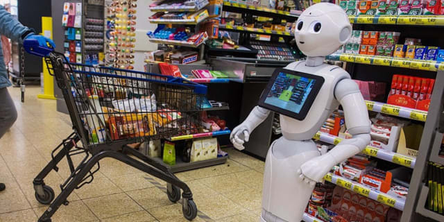 Pepper, by Entrance Robotics. (Image courtesy of SoftBank Robotics.)