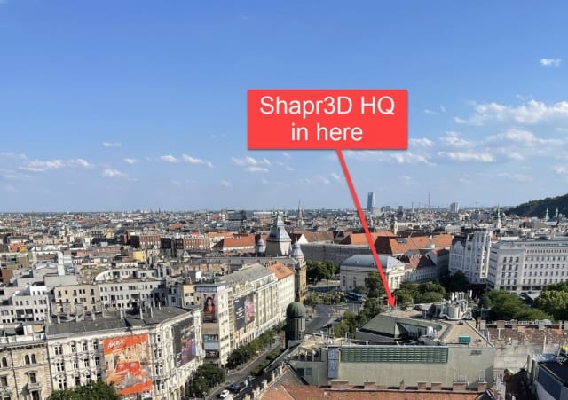 The view from the top of St Stephen’s Basilica in downtown Pest. Shapr3D is located only a few blocks away.