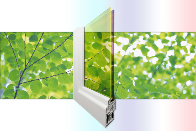 Researchers at Los Alamos National Laboraotry are creating double-pane solar windows that generate electricity with greater efficiency and also create shading and insulation. It's all made possible by a new window architecture which utilizes two different layers of low-cost quantum dots tuned to absorb different parts of the solar spectrum. The approach complements existing photovoltaic technology by adding high-efficiency sunlight collectors to existing solar panels or integrating them as semitransparent windows into a building's architecture. (Image courtesy of Los Alamos National Laboratory.)