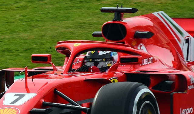 The halo device on a Ferrari SF71H driven by Kimi Räikkönen during preseason testing in February 2018. (Picture and caption courtesy of Wikipedia.)