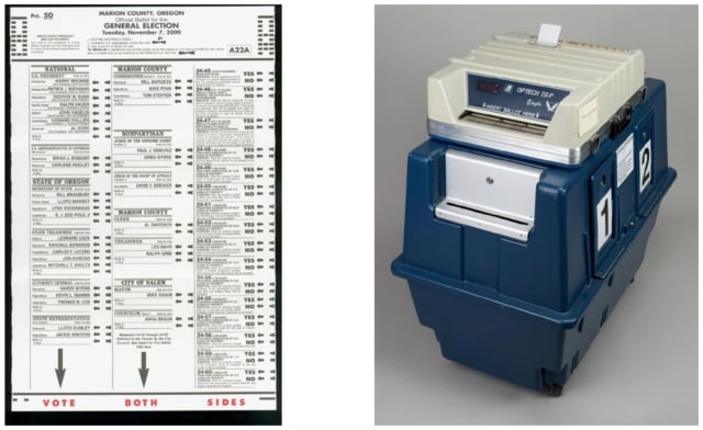 Ballot and optical scanner/ballot box. (Image credit of The Smithsonian.)