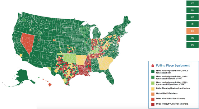 2020 voting technology by state. (Image credit of Verified Voting.)