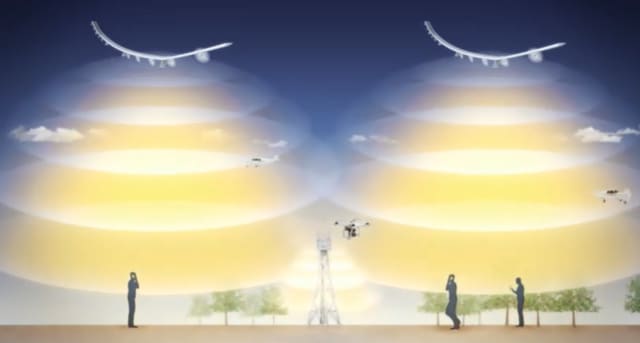 HAPS supplements land-based cell towers. (Image courtesy of HAPS Mobile.)