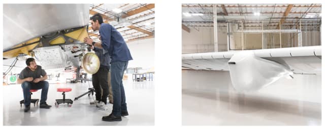 Communication equipment being installed (left) and in its aerodynamic shell (right). (Images courtesy of HAPS Mobile.)
