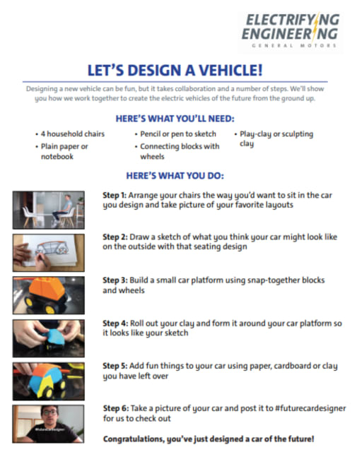 Design a car STEAM activity. (Image courtesy of GM.)