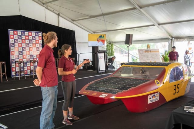 Engineering students working on a solar race car. (Image courtesy of UMN Solar Vehicle Project.)