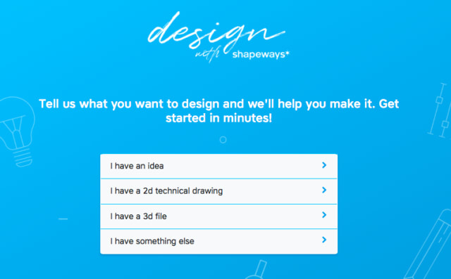 Design with Shapeways takes a project at various stages of completion and provides one-on-one assistance to help the customer see the project through to its completion. (Image courtesy of Shapeways.)