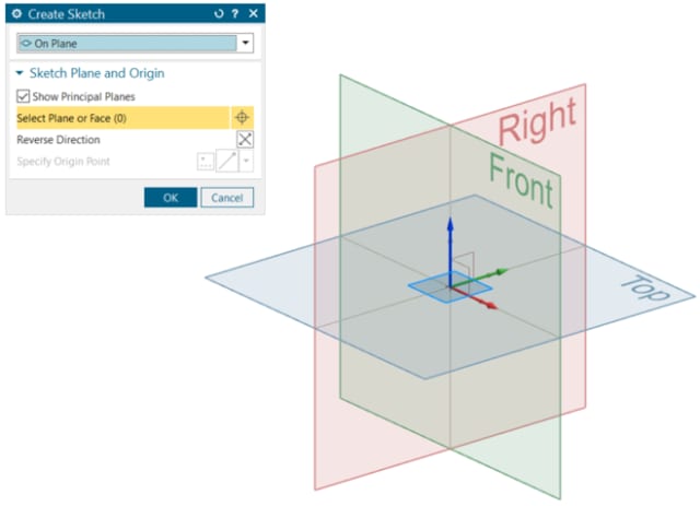 NX Sketching pane. (Image courtesy of Siemens.)