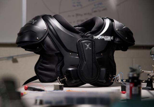 Football shoulder pads with smartfoam. (Image courtesy of Brigham Young University.)