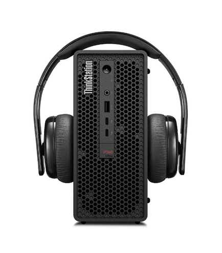 The new Lenovo ThinkStation P360 Ultra listening to Radiohead, probably. (Source: Lenovo.)