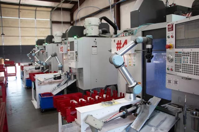 Cobot machine tending is one way a small metalworking company can leverage the benefits of automation. (IMAGE: Universal Robots)