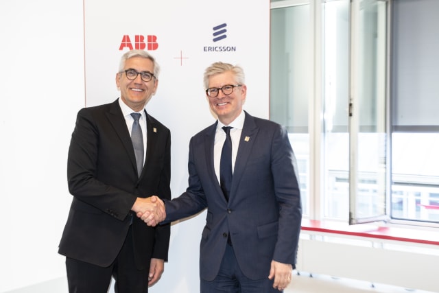 ABB CEO Ulrich Spiesshofer and Borie Elkholm, President and CEO, Ericsson signed MoU at Hannover Messe 2019. (Photo Business Wire)