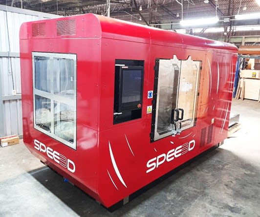 WarpSPEE3D is currently being exposed to rigorous field testing to evaluate how well it can handle transportation, loading and unloading in various terrains, emergency deployments and stops, and exposure to harsh environments such as dust storms. The field tests, which have already begun, are scheduled to continue over 12 months . (Image courtesy of SPEE3D.)