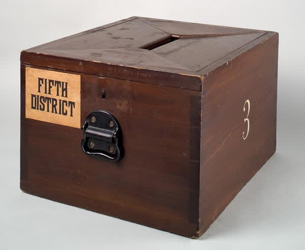 Wooden ballot box circa 1870. (Image credit of The Smithsonian.)