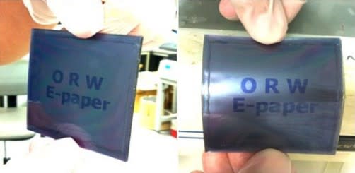 A flexible, updatable e-paper. (Image courtesy of Zhang et al., A flexible optically re-writable color liquid crystal display, 2018.)