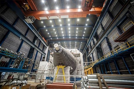 The A26 is being built in sections. In the picture, the stern cone of an A26 which weighs about 80 tons. The submarines will be over 66 meters long when the five sections are combined into one. Image Glenn Pettersson Saab Kockums