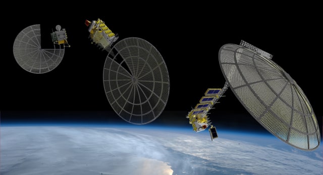 Artist's rendering of the Archinaut payload during deployment in space. The project uses additive manufacturing to produce new or replacement structures including lengthy beams and struts (Image courtesy NASA/Made in Space).