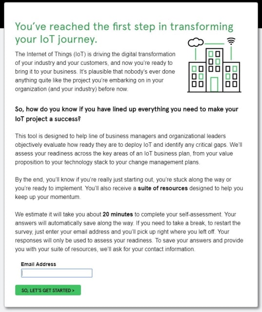 Screenshot of the first step of the IoT assessment tool. (Image courtesy of Avnet.)