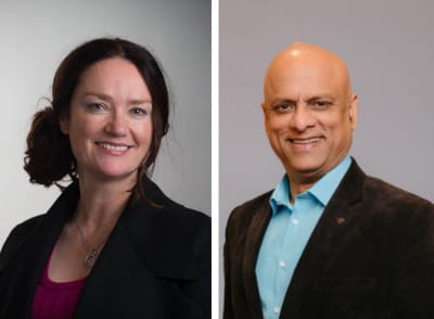 (L) Katriona Lord-Levins, chief success officer, Bentley Systems. (R) Vinayak Trivedi, vice president, Bentley Education, Bentley Systems. (Image courtesy of Bentley.)