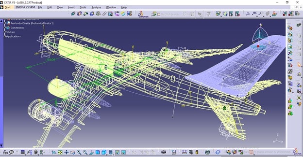 Dassault Systèmes, together with Siemens Digital Industries, are the two leading companies in terms of PLM solutions in the A&D industry. In the picture is a model produced in Dassault’s high-end CAD system, CATIA V5.