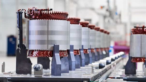 BMW production line for electric car components.