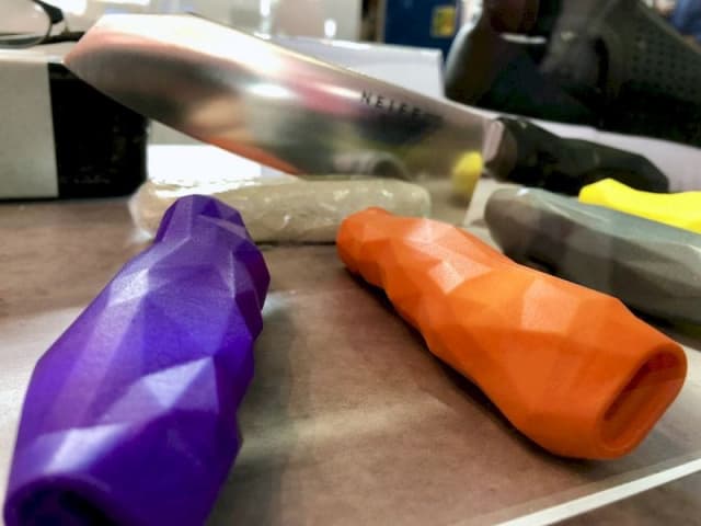 Nicely colored nylon 3D prints from DyeMansion. (Image courtesy of Fabbaloo.)