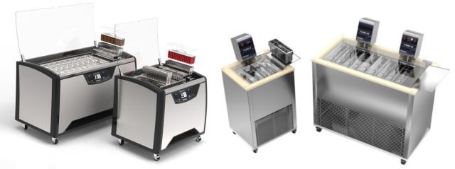 Finamac’s Robopop Ultra and Robopop Start ice pop workstations. Finamac’s current ice cream machines (left) have been recognized for their aesthetic superiority to ice cream machines of the past (right). (Image courtesy of Finamac.)