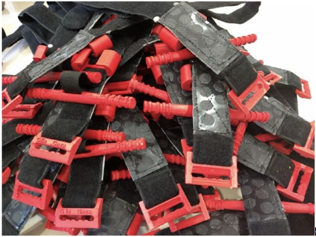 3D-printed tourniquets made by Dr. Loubani and the Glia team. (Image courtesy of Glia.)