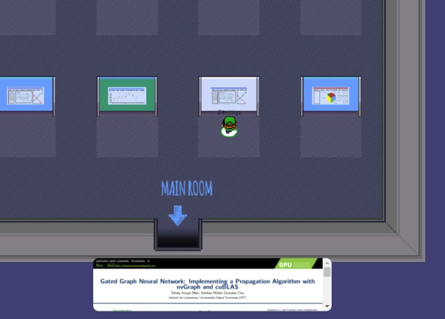 An example of poster presentations in a virtual event, set up in Gather. (Image courtesy of Gather.town.)