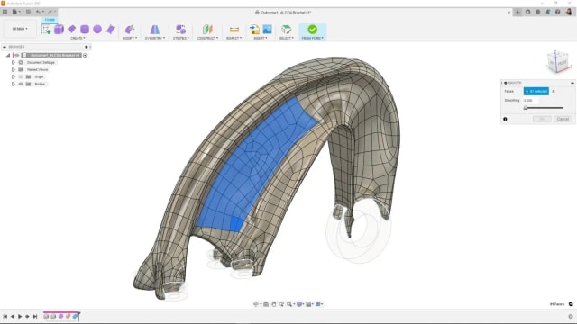 Editable generative design outcome in Fusion 360. (Source: Autodesk.)