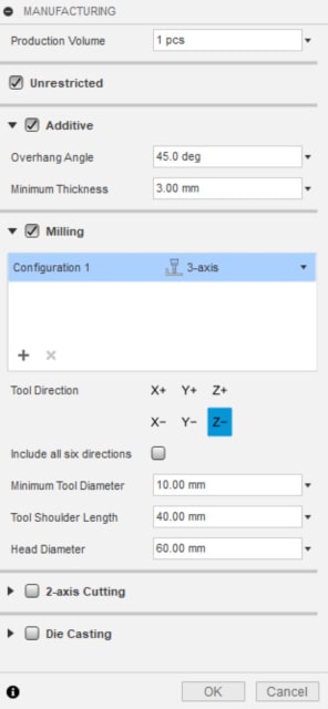 Objectives and manufacturing criteria in Autodesk’s generative design.
