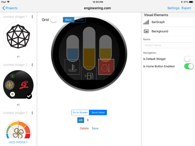 Defining taps for a widget.