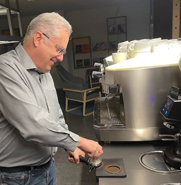 “We have great coffee,” said Huw Roberts, Graphisoft CEO and barista, at the company HQ in Budapest.