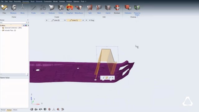 Example of the new geometry generation tools in Next-Gen HyperWorks. All tools with their names in blue type in the top ribbon are new in Next-gen HyperWorks. (Image courtesy of Altair.)