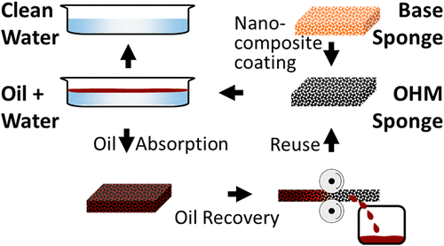 Usage cycle of the smart “OHM” sponge. (Image courtesy of ACS Publications.)