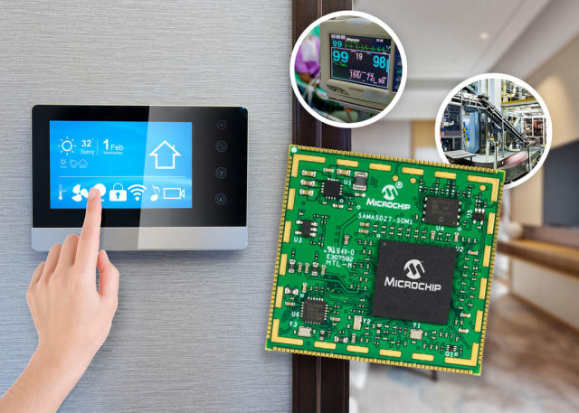 Microchip ATSAMA5D27-SOM1. (Image courtesy of Microchip.)