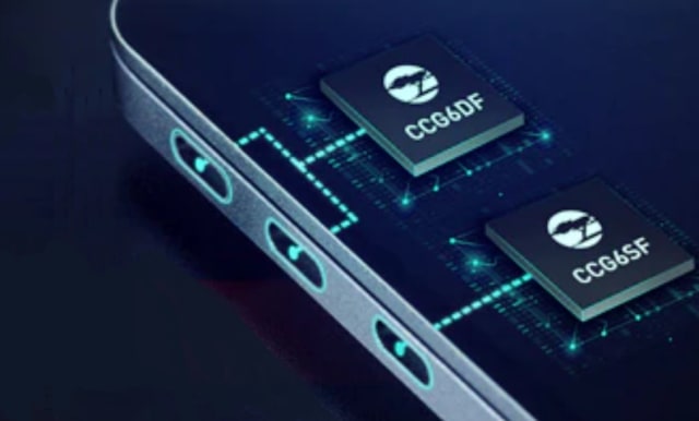 The new Cypress EZ-PD CCG6DF and CCG6SF USB-C controllers. (Image courtesy of Cypress Semiconductor.)