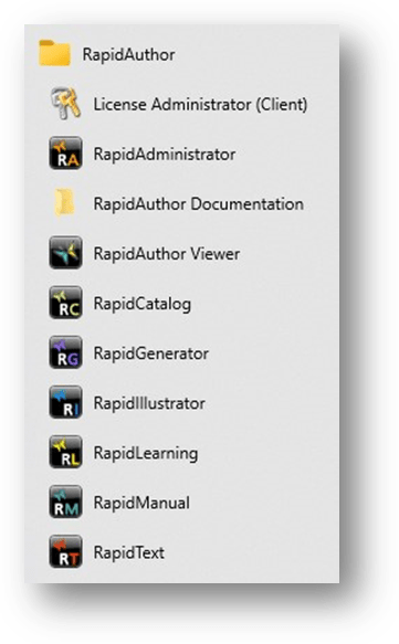 Figure1. Cortona3D RapidAuthor modules.