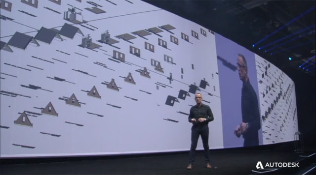 Katsma discussing Van Wijnen’s library of standardized components at AU 2017. (Image courtesy of Autodesk.)