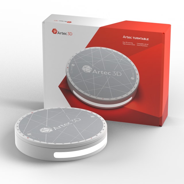 Artec Turntable, an intelligent rotating platform, features auto-tracking capabilities to create precise 3D scans of small objects. (Image courtesy of Artec 3D.)