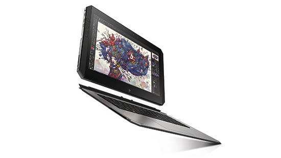 Revealed at Adobe MAX, the HP ZBook x2 has four modes: tablet, docked, detached and laptop. Each one includes a 4K multi-touch display, but a 10-bit, one-billion-color HP DreamColor display calibrated to 100 percent Adobe RGB is available as an alternative. (Image courtesy of HP.)