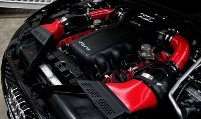 3D-printed polylactic acid (PLA) air intakes on an Audi RS5. (Image courtesy of Eventuri.)