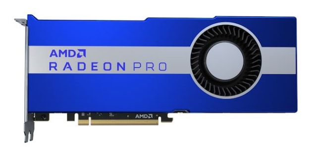 The new GPU can support six display panels (both full HDR and 8K single displays) with support for multi-stream workflows. (Image courtesy of AMD.)