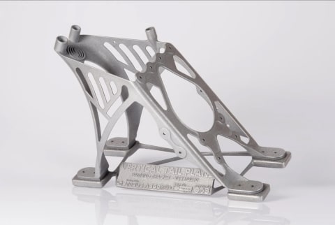 An A350 titanium cable mount created with the EOS 3D printer. (Image courtesy of Hyperion Metals and EOS GmbH.)