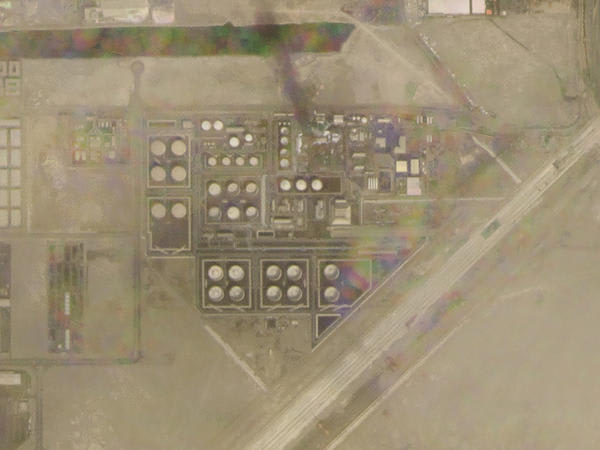 Satellite photo of Abu Dhabi National Oil Co. fuel depot in the Mussafah neighborhood of Abu Dhabi, United Arab Emirates, Monday, Jan. 17, 2022. (Picture courtesy of PLANET LABS PBC/AP.)