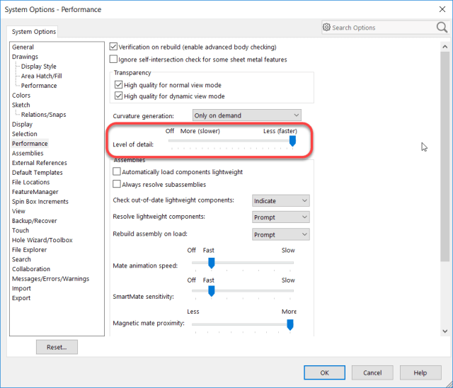 Figure 1 - What users had to do to reduce the graphics level of detail during dynamic viewport manipulation