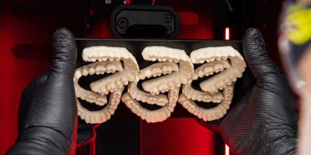 3D-printed orthodontic components. (Image courtesy of Stratasys.)