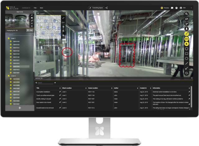 The HoloBuilder 360° markup feature. (Image courtesy of HoloBuilder.)