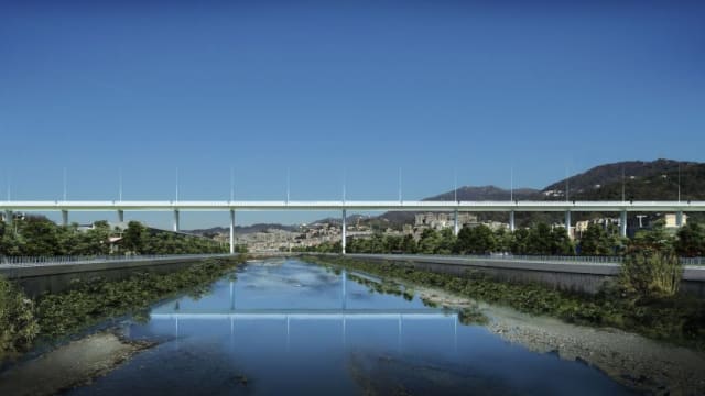 A rendering of Renzo Piano’s planned bridge, which will replace the collapsed Morandi Bridge. (Image courtesy of Renzo Piano)