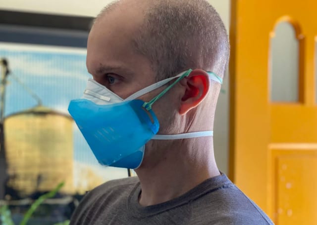 Jeremy and Amy Filko designed a 3D-printed shield for N965 masks. (Image courtesy of Amy and Jeremy Filko.)